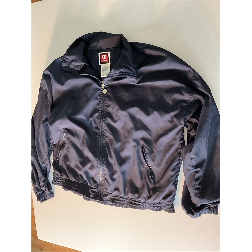 Wilson Men's Track Jacket Adult XL Blue Windbreaker Long Sleeves Full Zip
